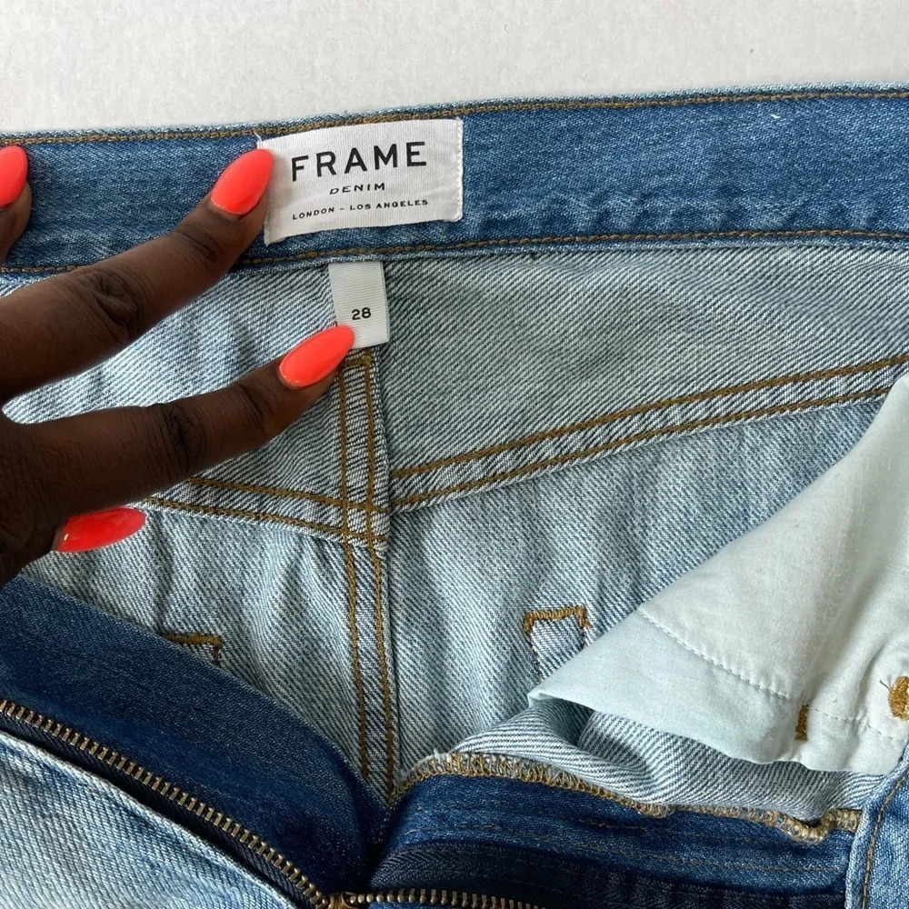 Frame Le Mini Ryde Wash Distressed Denim Skirt - Picture 10 of 15